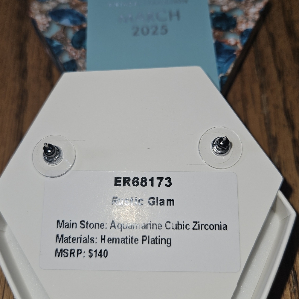 Bomb Party March Birthday Earrings. Aquamarine Cubic Zircornia. - Picture 2 of 4